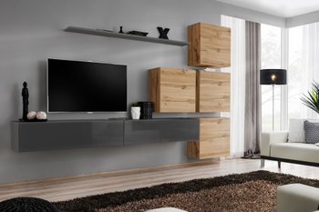 Комплект мебели в гостиную ASM Switch IX GWT SW 9 Графит/Дуб Вотан из Польши