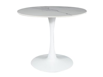 Круглий обідній стіл ESPERO 90 см Signal - білий мармур/білий Польща