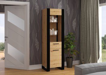 Витрина в скандинавском стиле NUKA E дуб артизан BIM FURNITURE фото - artos.in.ua