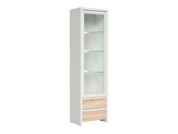 Витрина BRW Kaspian S128-REG1W2S-BI/DSO, белый/дуб Сонома, из Польши фото - artos.in.ua