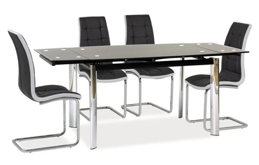 Черный раскладной стол на кухню GD-020 120-180x80см SIGNAL на четырёх ножках Польша