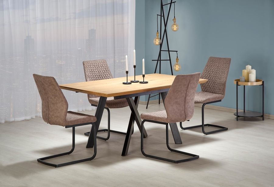 Розкладний стіл CAPITAL Золотий дуб, прямокутний шпонований МДФ Halmar фото - artos.in.ua