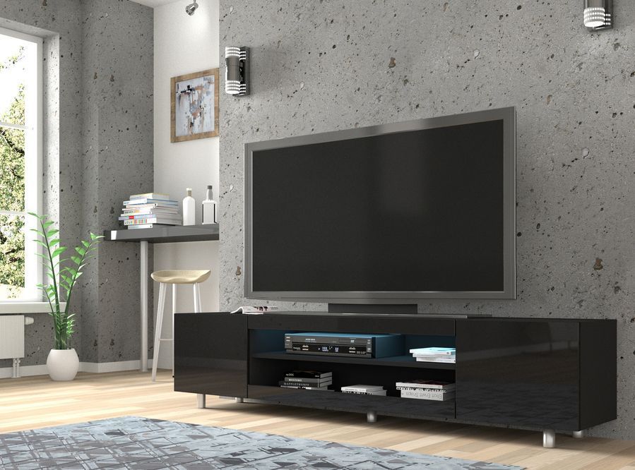 Тумба для вітальні KATE 189 чорний мат/чорний глянець BIM FURNITURE фото - artos.in.ua