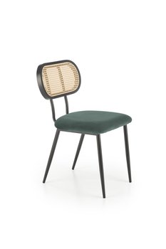 Металлический стул K503 бархатная ткань, синтетическая ротанга зеленый Halmar Польша
