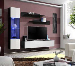 Комплект мебели в гостиную ASM FLY G 23 ZW FY G3 Черный матовый/Белый глянцевый из Польши фото - artos.in.ua