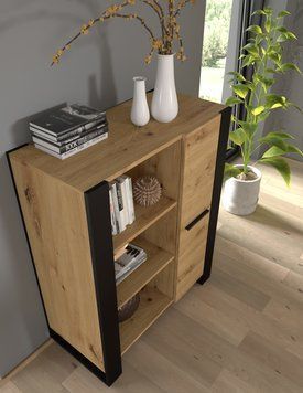 Стеллаж в скандинавском стиле NUKA J дуб артизан BIM FURNITURE фото - artos.in.ua