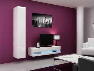 Стенка в гостиную под телевизор Cama Vigo New 13 180x180x42 Белый мат/Белый глянец фото - artos.in.ua