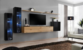 Комплект мебели в гостиную ASM Switch XI SWT SW 11 Черный/Дуб Вотан из Польши