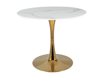 Круглий обідній стіл ESPERO 90 см Signal - білий мармур/золото Польща