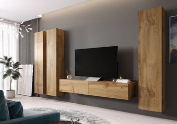 Стенка в гостиную CAMA VIGO 1, 300 см &mdash; Дуб вотан / Дуб вотан фото - artos.in.ua