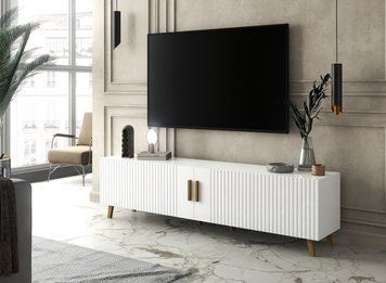 Сучасна довга тумба під телевізор Verona 200 Artos Design біла фото - artos.in.ua