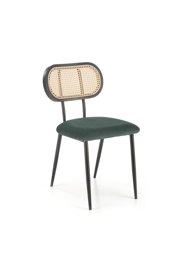 Металевий стілець K503 оксамитова тканина, синтетична ротанга зелений Halmar Польща