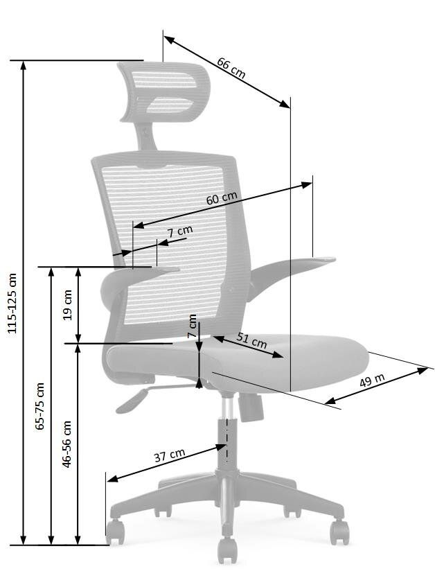 Крісло офісне Valor механізм Tilt, пластик чорний / тканина чорний, сітка сірий Halmar Польща