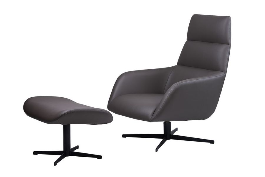 Berkeley лаунж кресло з підставкою, сірий графіт Concepto