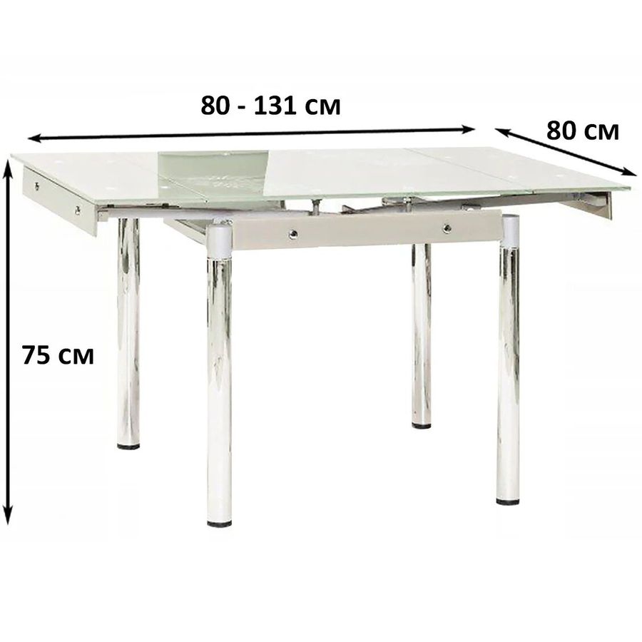 Компактный кухонный стол GD-082 80-131x80см SIGNAL белый с раскладной столешницей Польша