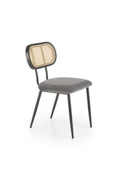 Металевий стілець K503 оксамитова тканина, синтетична ротанга сірий Halmar Польща