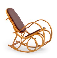 Мягкие кресла фото Кресло-качалка HALMAR MAX BIS PLUS коричневый из дерева, искусственной кожи Польша - artos.in.ua