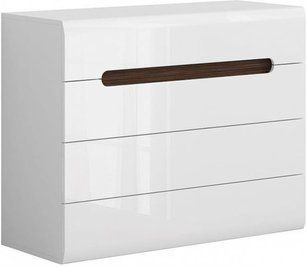 Комод BRW Azteca Trio S504-KOM4S/8/11-BI/BIP, білий, білий глянцевий фото - artos.in.ua