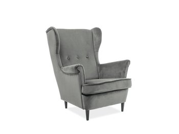 Сіре стильне крісло для вітальні Lord SIGNAL на дерев'яних ніжках.