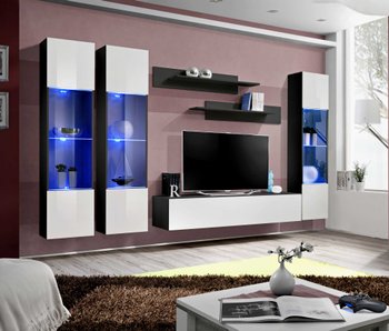 Комплект мебели в гостиную ASM FLY C 23 ZW FY C3 Черный матовый/Белый глянцевый из Польши