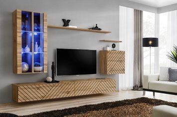 Комплект меблів у вітальню ASM Switch XII WTL SW 12, дуб Wotan, фрезеровані фасади фото - artos.in.ua