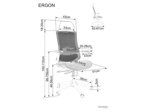 Комп'ютерне крісло Ergon Signal 64&times;112, сірий, тканина + сітка фото - artos.in.ua