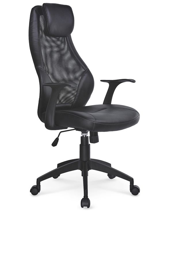 Крісло офісне Torino механізм Tilt, пластик чорний / екошкіра, сітка чорний Halmar Польща