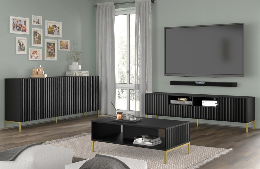 Журнальный столик WAVE черный на золотых ножках BIM FURNITURE фото - artos.in.ua
