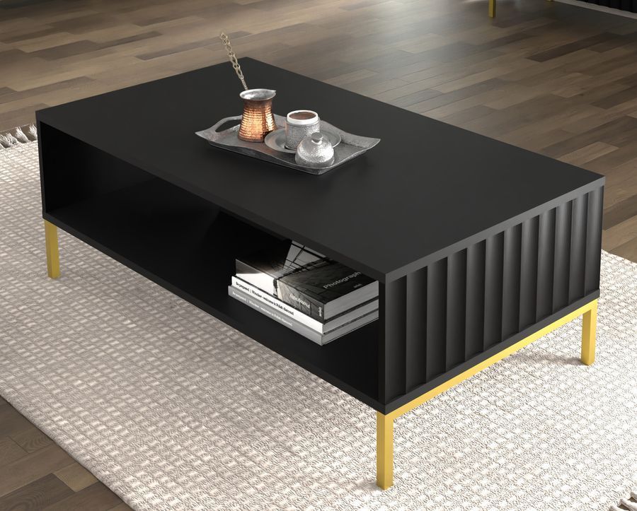 Журнальный столик WAVE черный на золотых ножках BIM FURNITURE фото - artos.in.ua